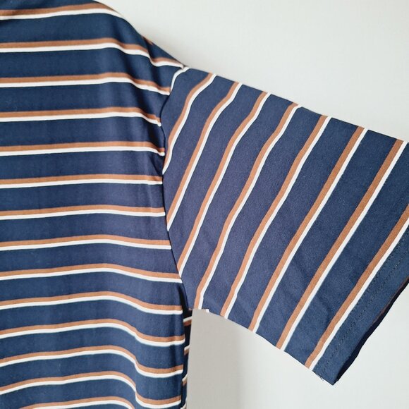 Classic Striped Boxy T-Shirt - Navy and Brown - Picture 4 of 7
